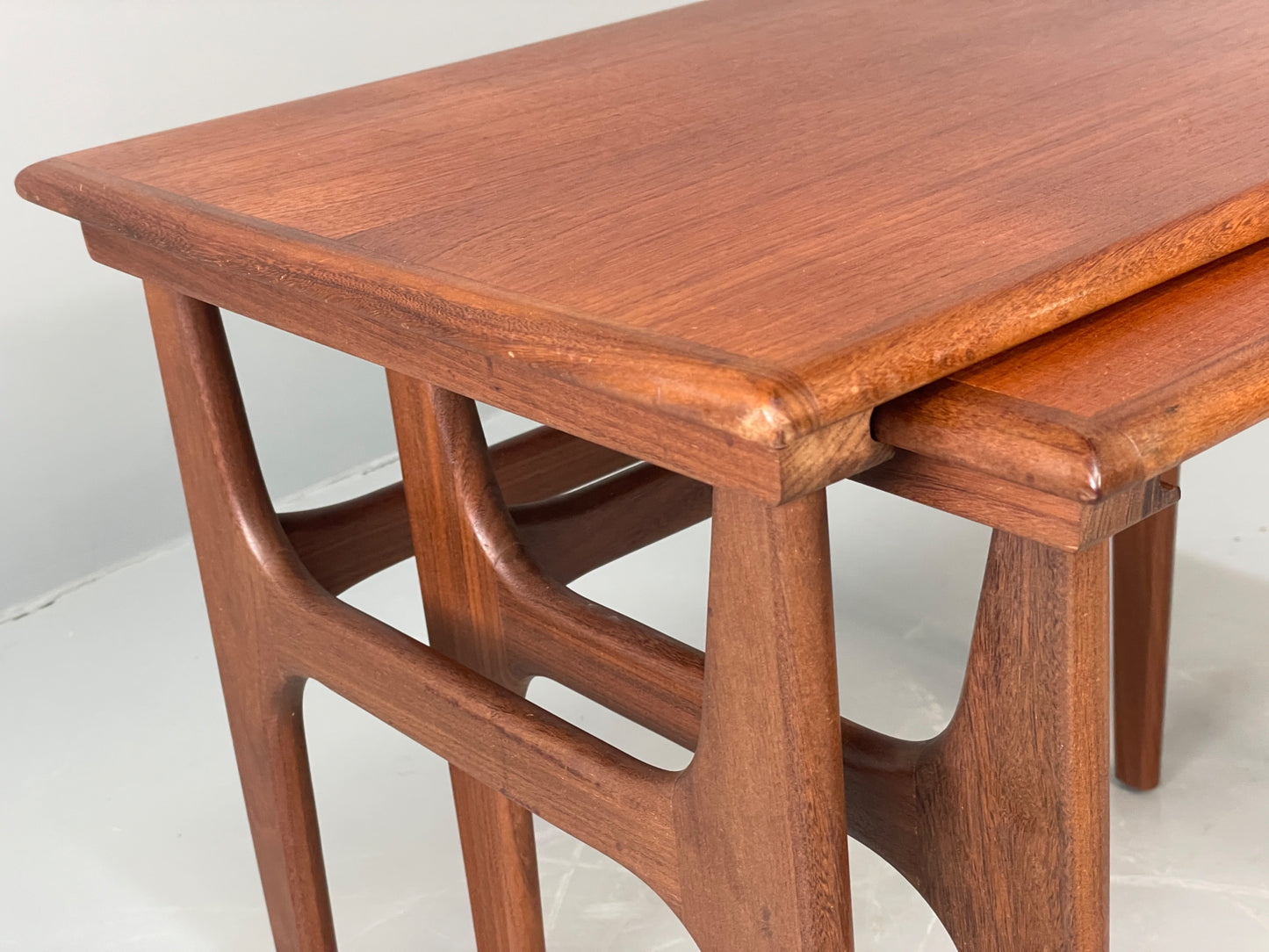Vintage Teak Nesting Tables By Poul Hundevad Danish Mid Century Pair EB12281