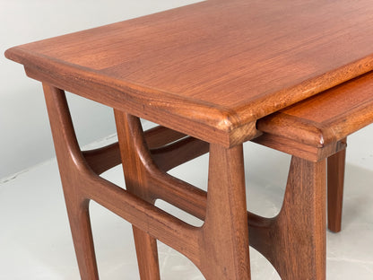 Vintage Teak Nesting Tables By Poul Hundevad Danish Mid Century Pair EB12281