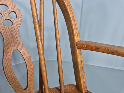 6 Vintage Windsor Armchairs Danish Made Oak Bobbin Turned 20th Century EB12671