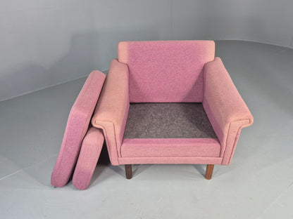 Vintage Danish Armchair Salmon Pink Wool 1960s Mid Century Retro EB12537