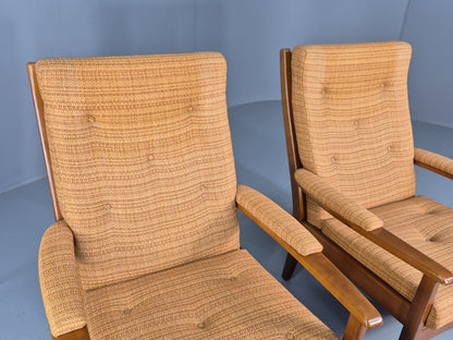 2 Vintage 1960s Lounge Chairs Beech and Orange Cintique Retro MCM  EB11930