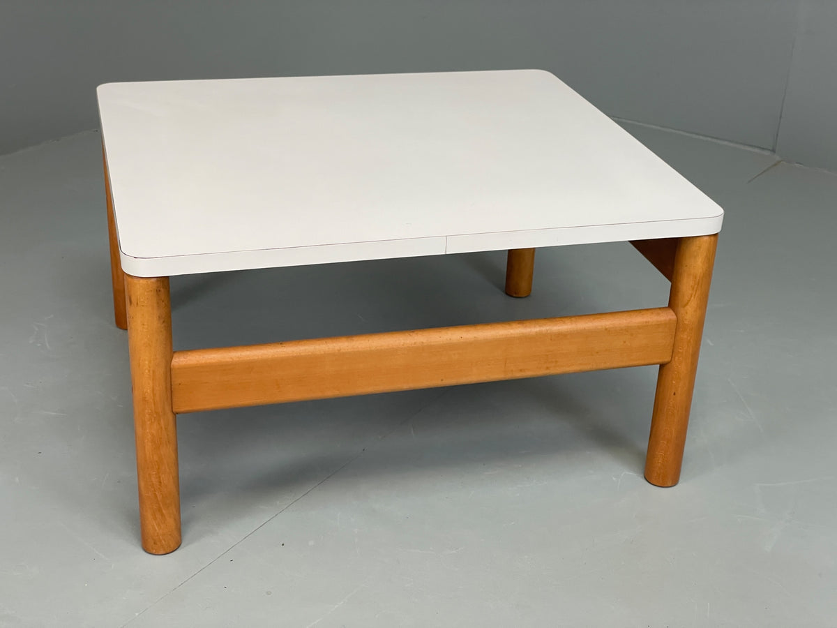 Vintage Formica Coffee Table Square White Beech 1970s Retro EB13114