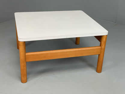 Vintage Formica Coffee Table Square White Beech 1970s Retro EB13114