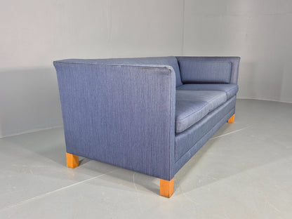 Vintage Danish Mid Century 3 Seater Sofa Original Blue Wool 1950s Retro EB12371