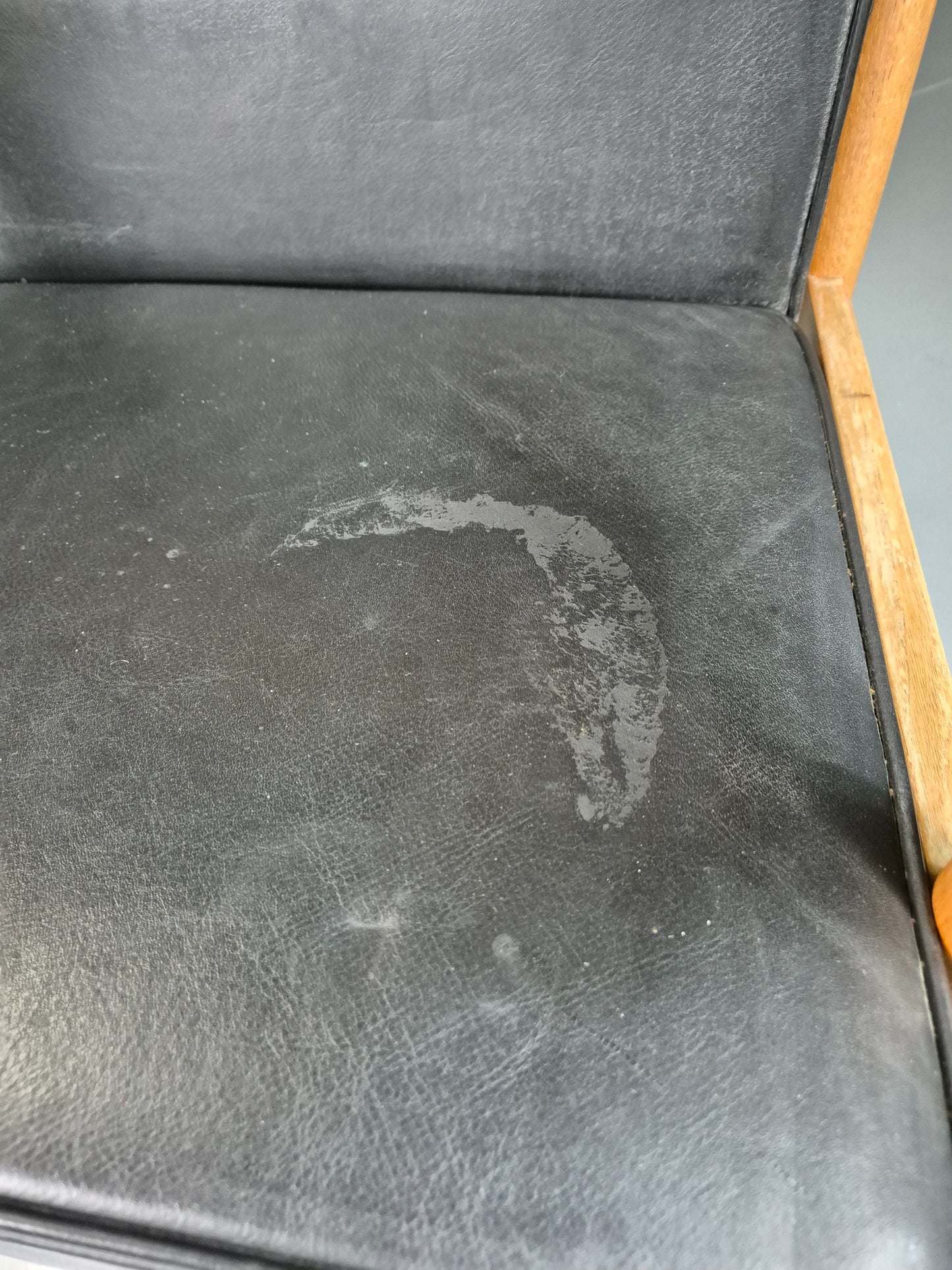 Vintage Mid Century Elbow Desk Chair Swedish 1960s Black Leather Retro EB07001