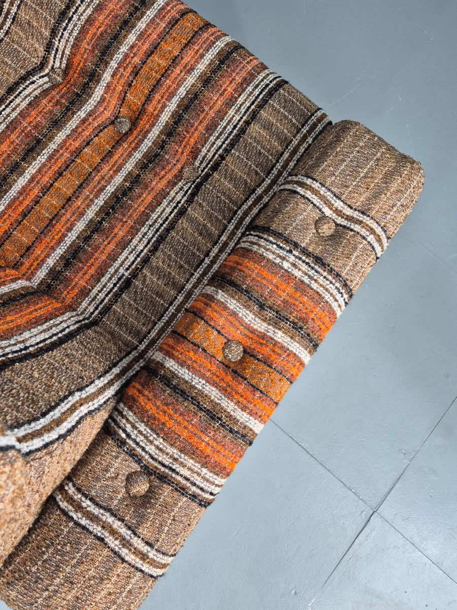 Vintage Retro Lounge Chair 1970s Danish Wool Stripe Upholstery EB12088