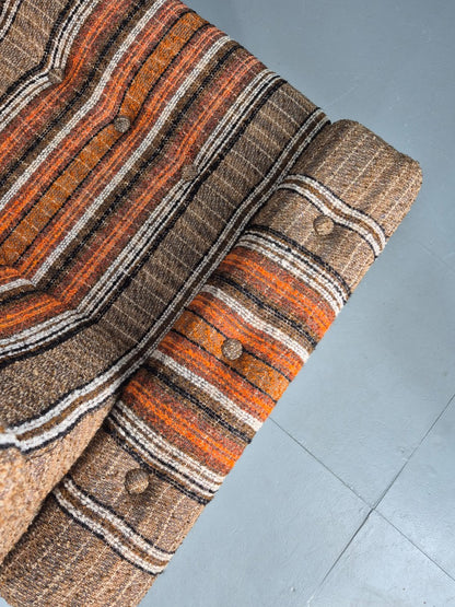 Vintage Retro Lounge Chair 1970s Danish Wool Stripe Upholstery EB12088