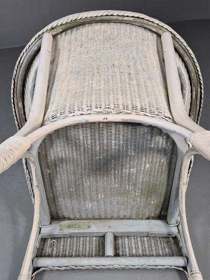 Vintage Lloyd Loom chair 1930s Original White Painted B12163
