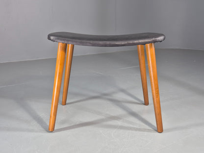 Vintage Mid Century Danish Footstool black vinyl Retro 1960s EB12093