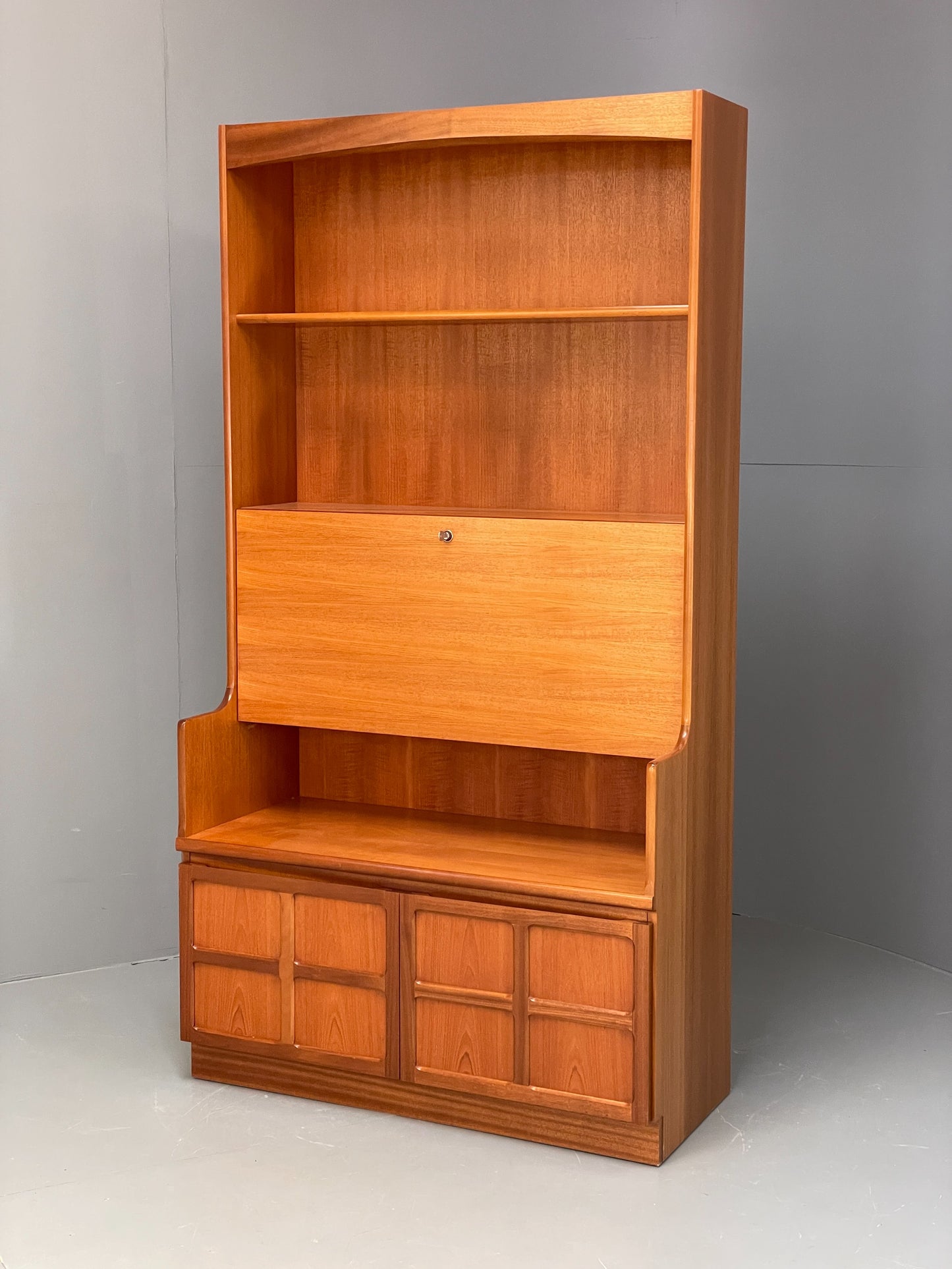 Vintage Nathan Wall Unit Teak Squares 1970s Retro Shelving Glazed EB11969