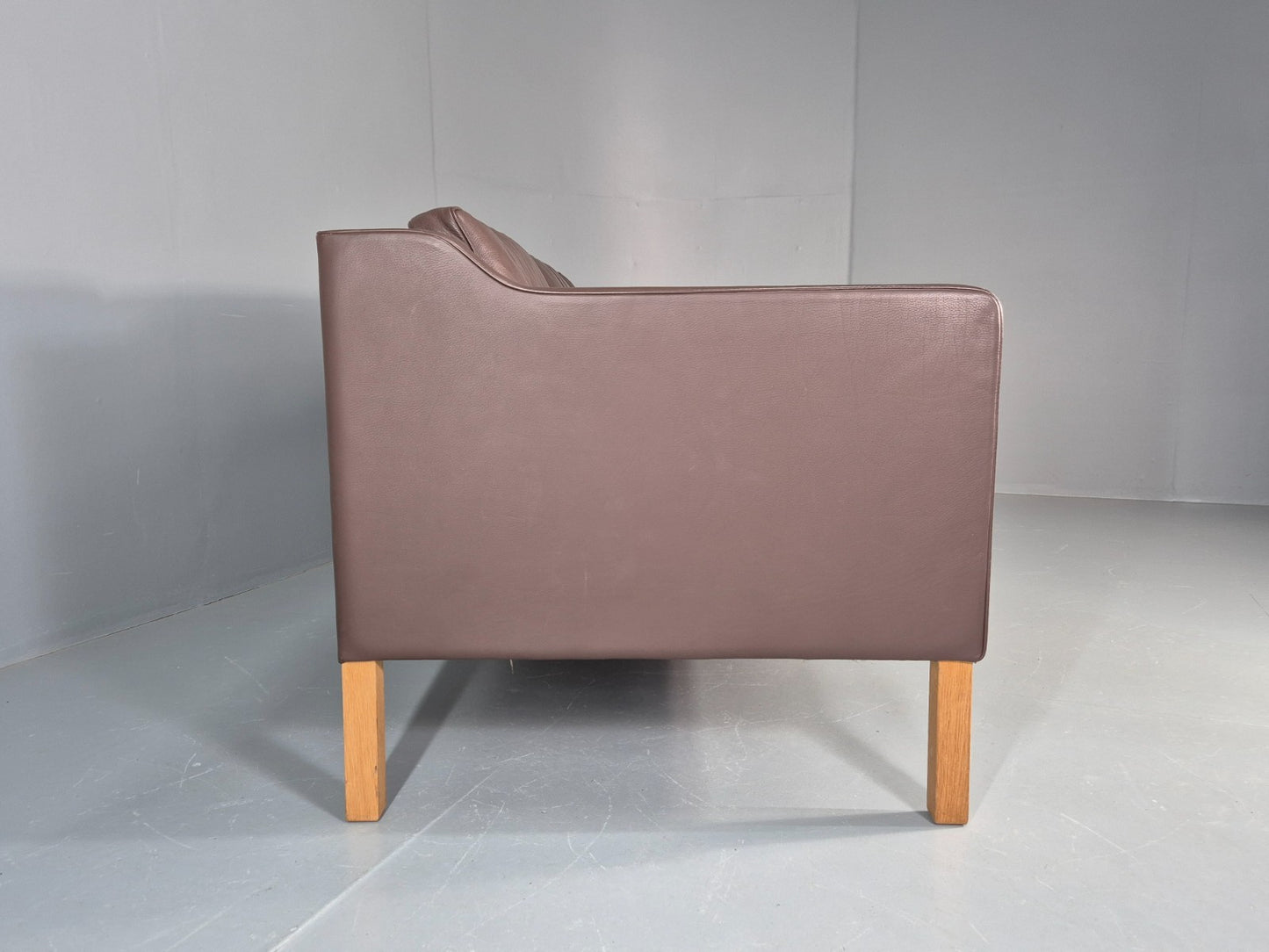 Vintage 3 Seater Sofa Mid Century Retro Brown Leather Mogensen  EB11637 M3SS