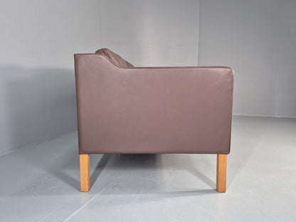 Vintage 3 Seater Sofa Mid Century Retro Brown Leather Mogensen  EB11637 M3SS