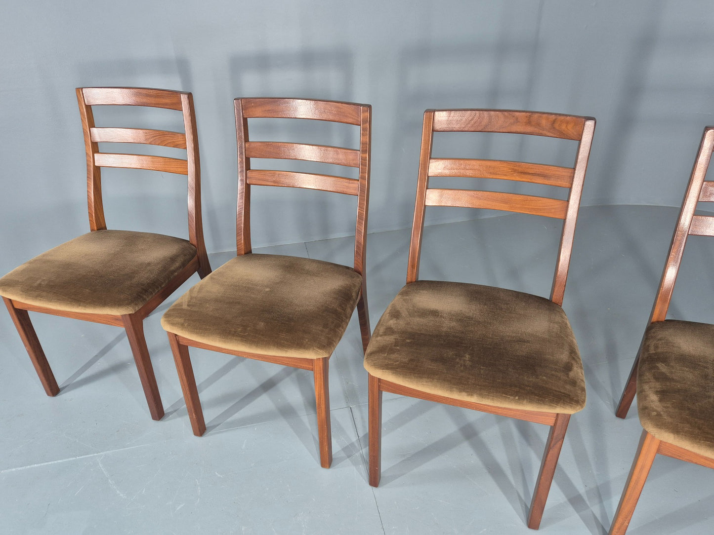 4 Vintage Nathan Dining Chairs Teak Frames 1970s Retro MCM EB11961