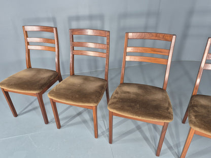 4 Vintage Nathan Dining Chairs Teak Frames 1970s Retro MCM EB11961