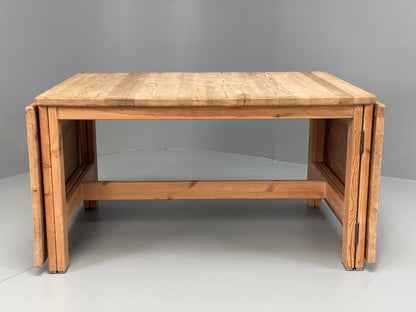Vintage Ping Dining Table Extending Drop Leaf Chunky Solid Rustic EB10867