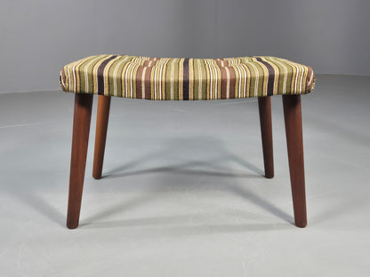 Vintage Mid Century Footstool Danish Design Wool Stripe Retro 1960s EB12099