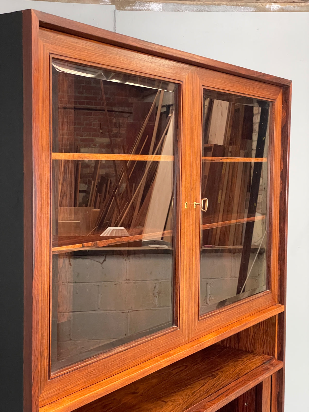 Vintage Danish Wall Unit Mid Century 1960s Tambour Shelving Cabinet Retro 13100