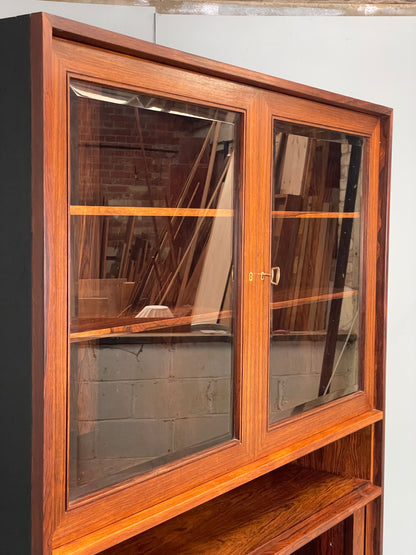 Vintage Danish Wall Unit Mid Century 1960s Tambour Shelving Cabinet Retro 13100