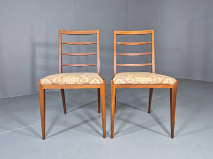 2 Vintage McIntosh Dining Chairs Teak frames Floral Upholstery 1960s EB12862