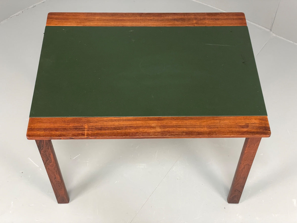 Vintage 1960s Side Table By Hans Olsen Sweden Green Leather Top EB11186