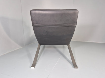 Vintage Bo Concept Chaise Longue Black Leather Brushed Steel Modern  EB12469