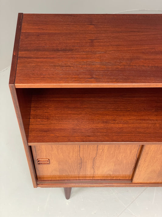 Vintage Danish 1960s Bookcase Cabinet Darkwood Sliding Mid Century Retro EB11992