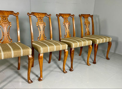 6 Vintage Antique Chippendale Style Danish Dining Chairs Walnut and Oak EB06709
