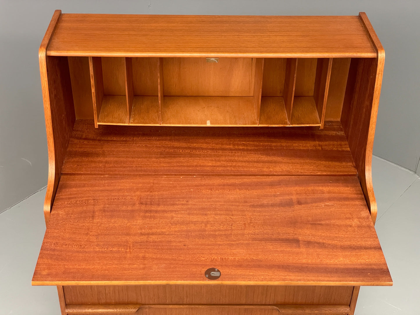 Vintage Teak Writing Desk Bureau 1960s Mid Century Retro Chest Drawers EB12829