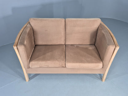 Vintage 2 seater Sofa 1980s Danish Beech Ends Retro Mid Century Modern Eb12561