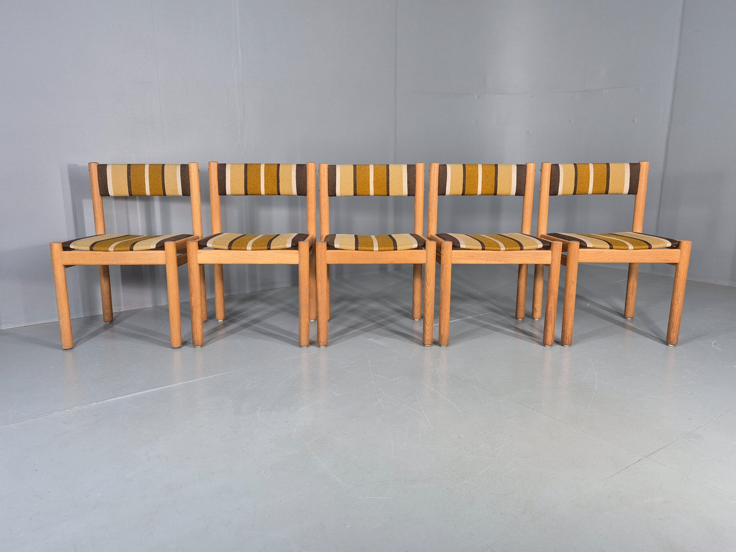 5 Vintage Mid Century Danish Dining Chairs Beech Oak 1970s Retro EB12150
