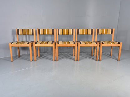 5 Vintage Mid Century Danish Dining Chairs Beech Oak 1970s Retro EB12150