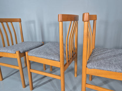 4 Vintage Mid Century Dining Chairs 1970s Retro New Upholstery Beech EB12785