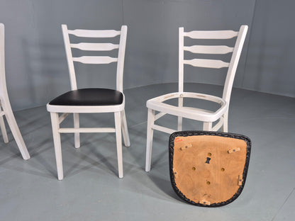 4 Vintage Kitchen Chairs 1960s Retro Black Vinyl and White Painted EB12584