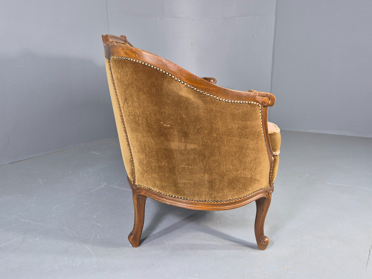 Vintage Danish 1950s 3 Seat Sofa with French Rococo Stylings Retro EB12767