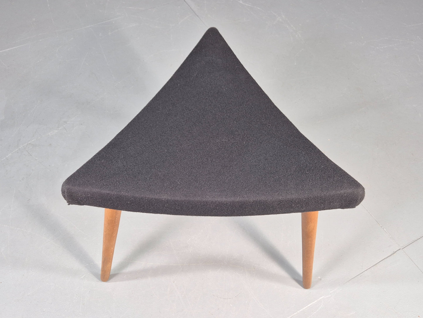 Vintage Danish Mid Century Footstool Triangular Black Cloth 1960s Retro EB12155