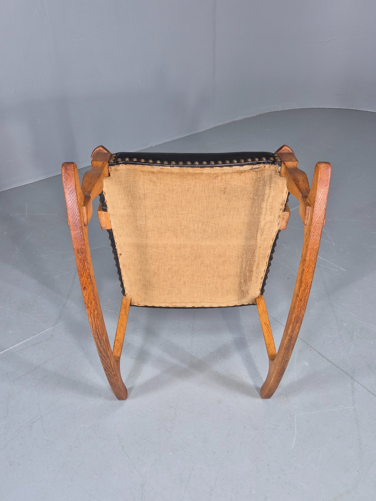 Vintage Danish Rocking Chair Honey Oak Frame Kjaernulf Style Retro 1970s EB12691