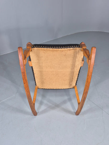 Vintage Danish Rocking Chair Honey Oak Frame Kjaernulf Style Retro 1970s EB12691