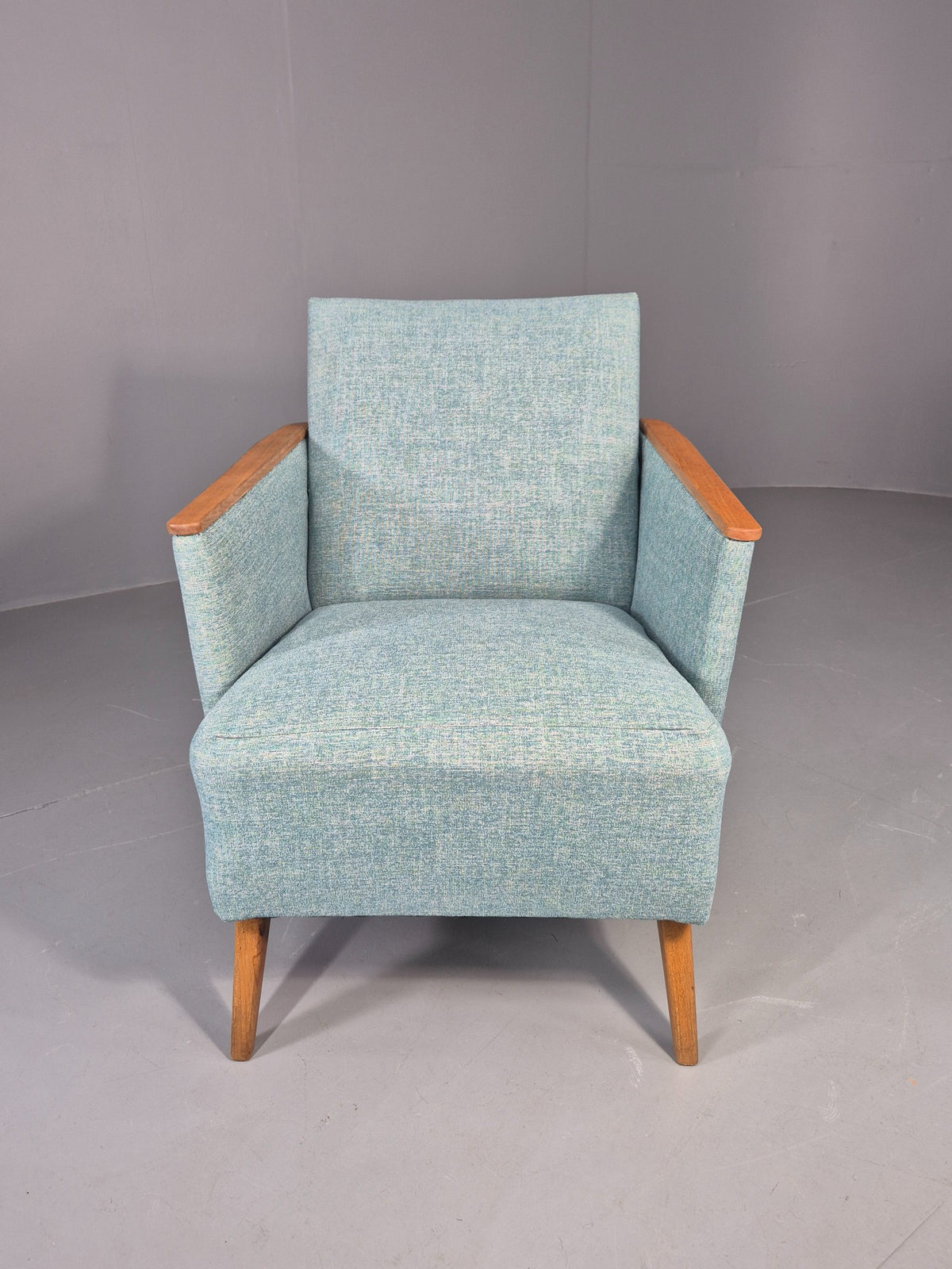 Mid Century Style Lounge Chair Newly Upholstered in Blue Retro EB9981