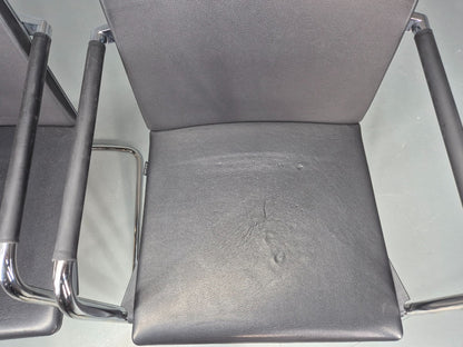 3 Vintage Stacking Chairs Wilkhahn Chrome Cantilever Frames Leather chairs EB12270
