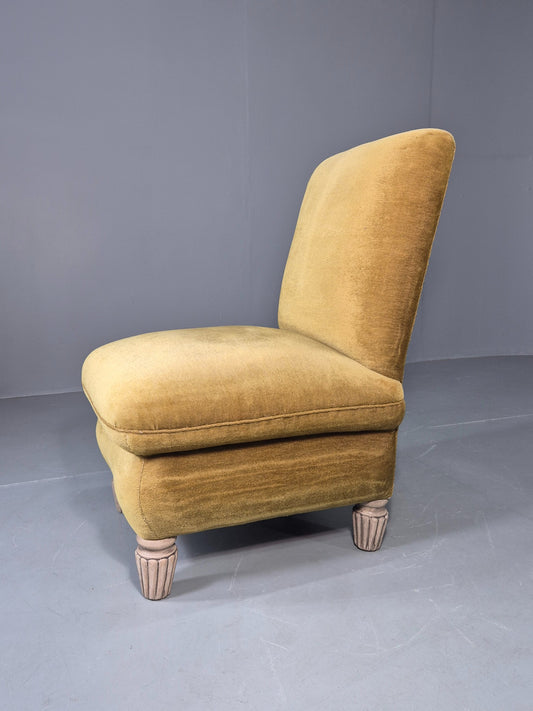 Vintage Danish Cocktail Chair 1930s Gold Velour on Fluted Legs  EB12680