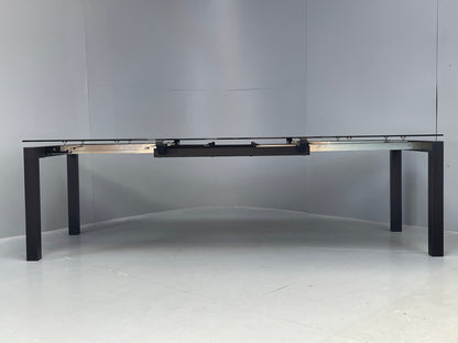 Calligaris Glass Dining Table Modern Italian Extending Steel 'Airport' EB12497