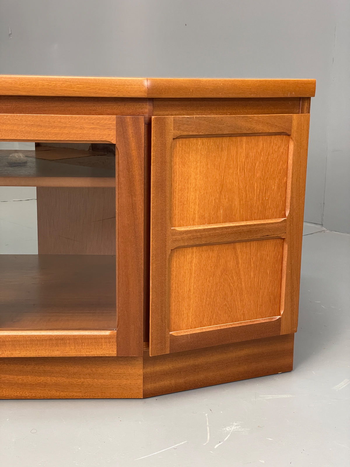 Vintage Teak Media Unit By Nathan Retro Squares HiFi TV Cabinet EB12938