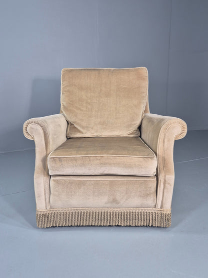 Vintage 1960s Armchair Green Velour Upholstery Mid Century Classical Design EB12471
