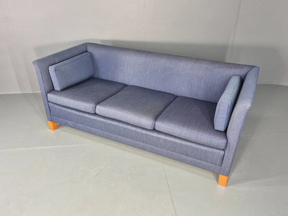 Vintage Danish Mid Century 3 Seater Sofa Original Blue Wool 1950s Retro EB12371