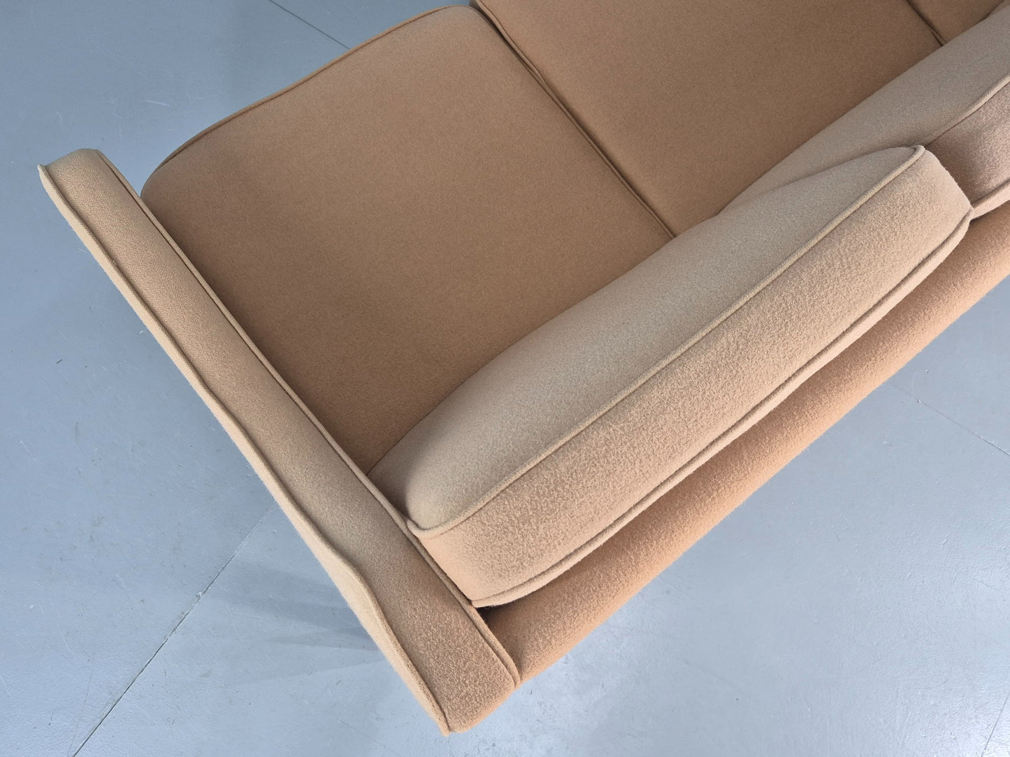 Vintage 3 Seater Sofa Beige Wool Upholstery Hurup MCM Retro 1980s EB12173