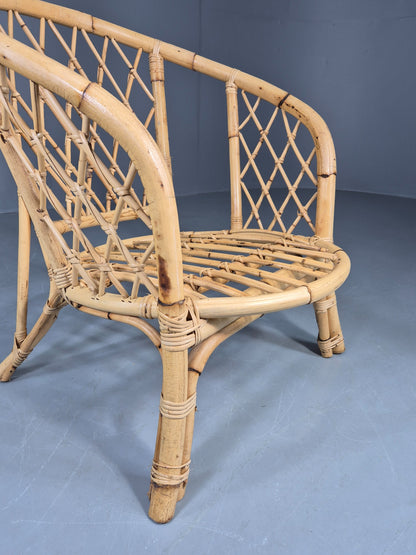Vintage Bent Bamboose and Rattan Lounge Chair 1980s Retro Eb12649