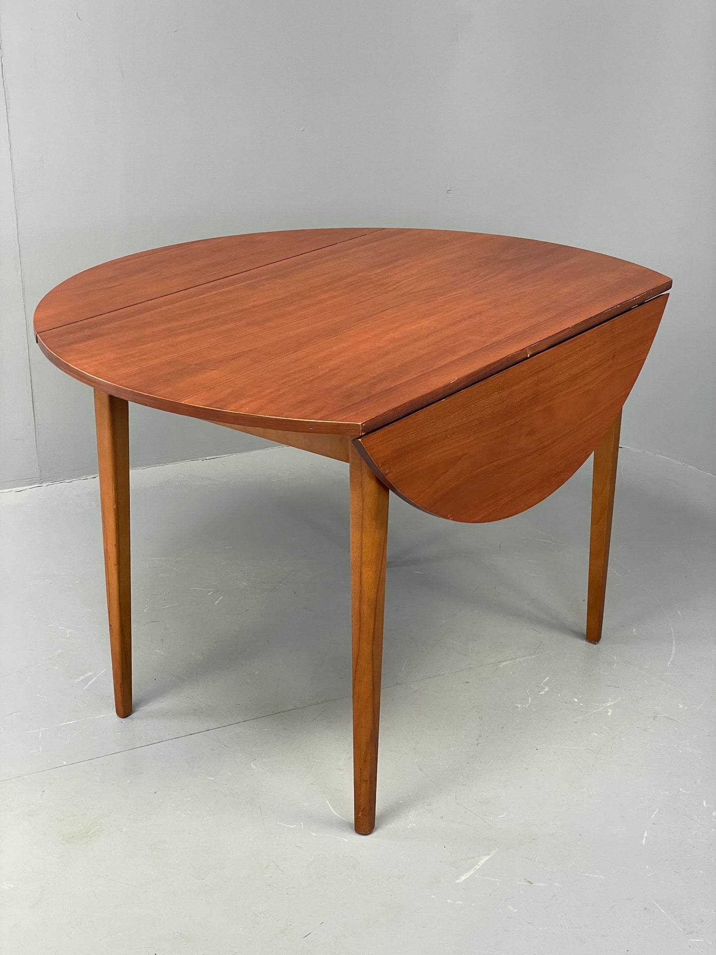 Vintage 1960s Teak Table Drop Leaf Kitchen Circular Retro Mid Century EB12496