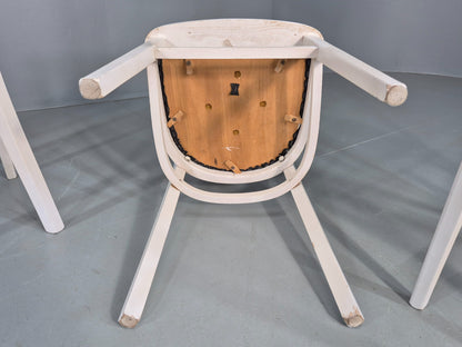 4 Vintage Kitchen Chairs 1960s Retro Black Vinyl and White Painted EB12584