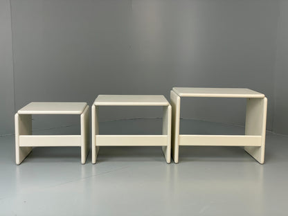 Vintage Nesting Tables White Retro Italian Side Tables 3 Curved EB12617