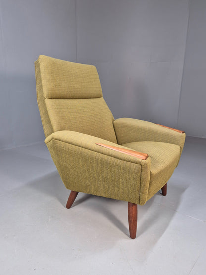 Vintage Mid Century Armchair Danish Original Green Teak Paws 1960s Retro EB8483
